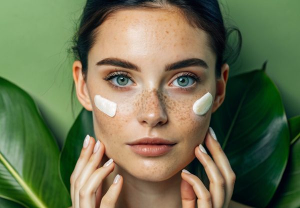 closeup-beautiful-girl-with-freckles-thick-eyebrows-applying-moisturizing-skincare-cream